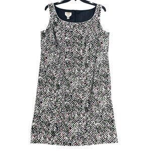 Talbots Navy Multicolor Sleeveless Scoop-Neck Midi Dress